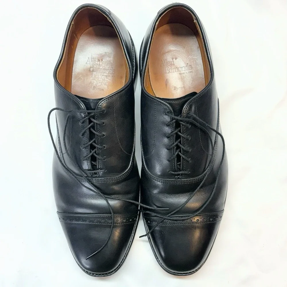 Allen Edmonds Byron Dress Shoes Men's US 11 3E Wide Black Leather Oxford Cap Toe
